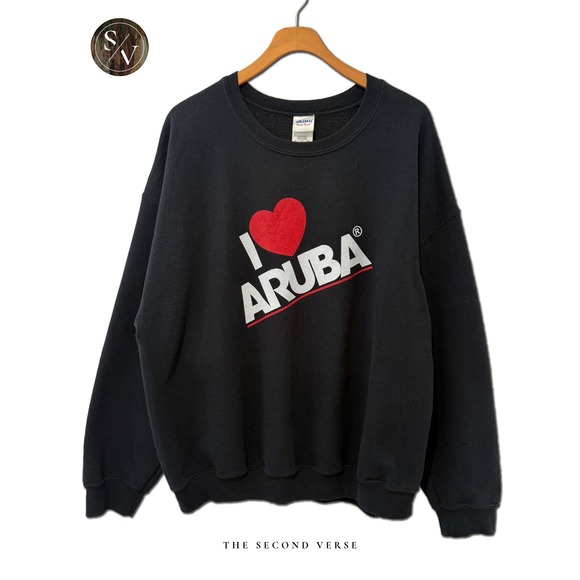 Gildan Tops - Heavy Blend I Love Aruba Black Graphic Crewneck Sweatshirt XL